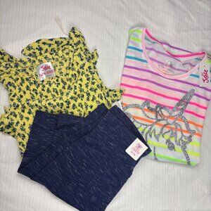NWT 4 Piece Lot Girls Justice Outfits Size 14/16 Colorful Leggings & Tops Bundle
